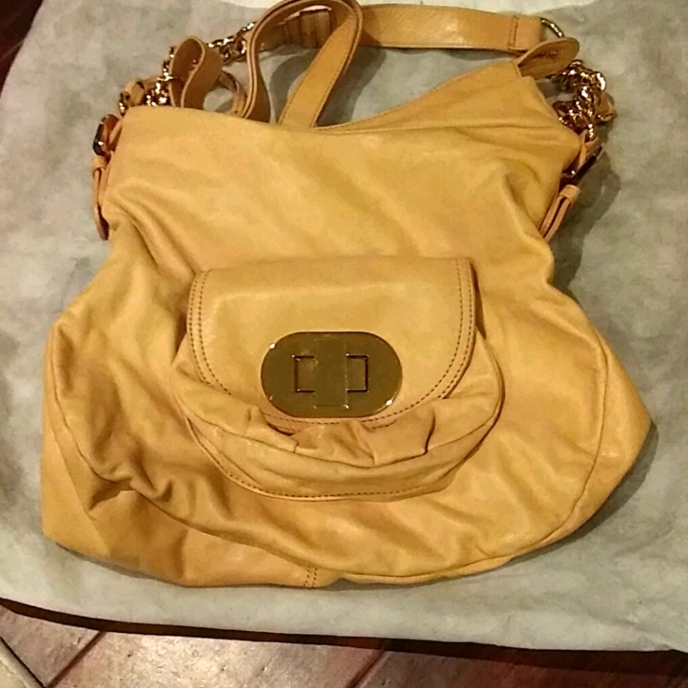 Biege leather shoulder bag